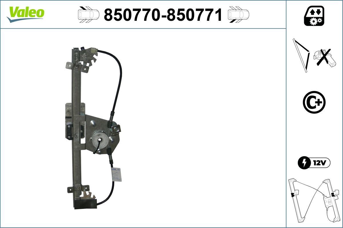 Mecanism actionare geam 850770 VALEO